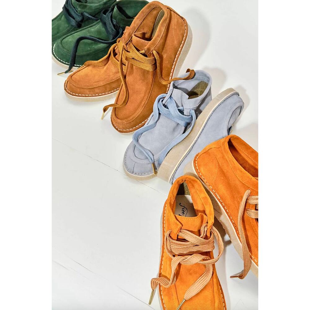 Free People Ashton Suede Moccasin Ankle Boots In Green Size 6.5 New - Picture 3 of 12